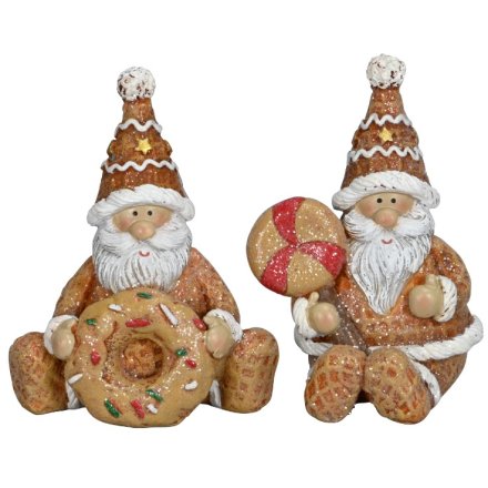 Sitting Gingerbread Santa Set of 2