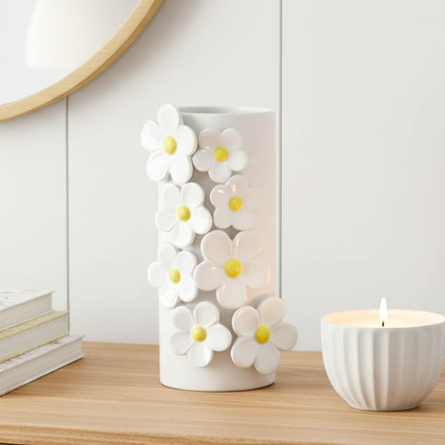 White 3D Daisy Vase