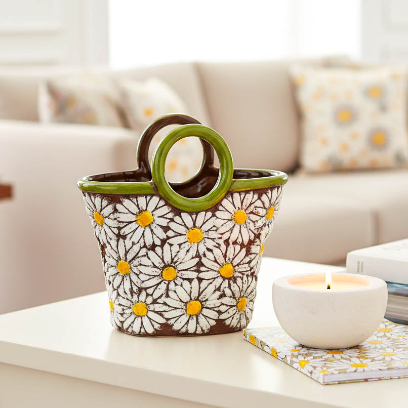 Rustic Daisy Handbag Vase