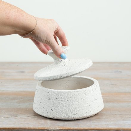 Rustic Speckled Cement Storage Pot
