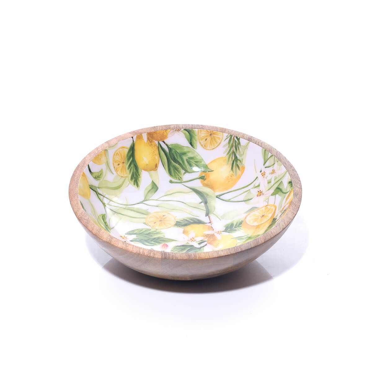 Lemon Print Mango Wood Bowl