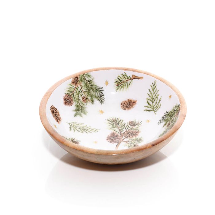 Fir &amp; Pinecone Mango Wood Bowl