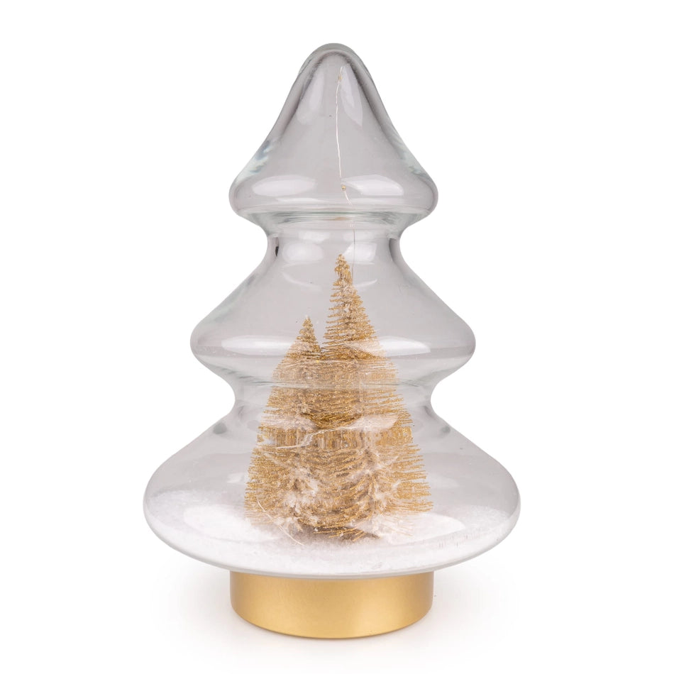 Clear LED Tree with Gold Christmas Trees