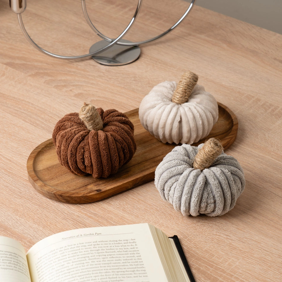 Set of 3 Neutral Cord Pumpkins