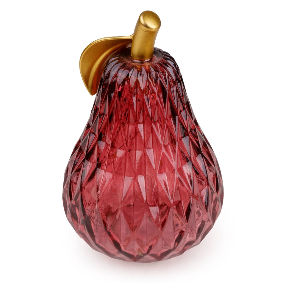 Small Red Textured Glass LED Pear