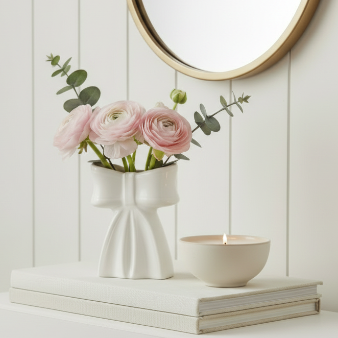 Small Natural Ceramic Bow Vase