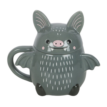 Cute Grey Bat Lidded Mug