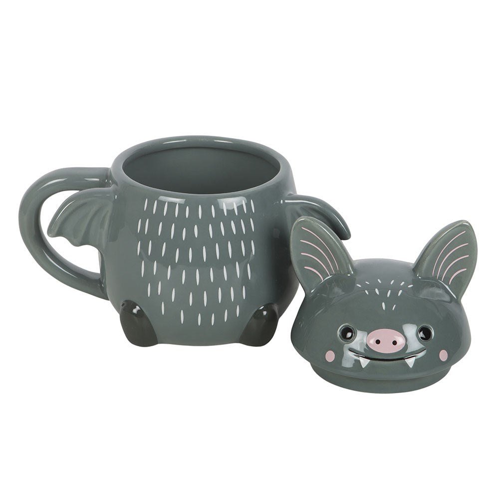 Cute Grey Bat Lidded Mug