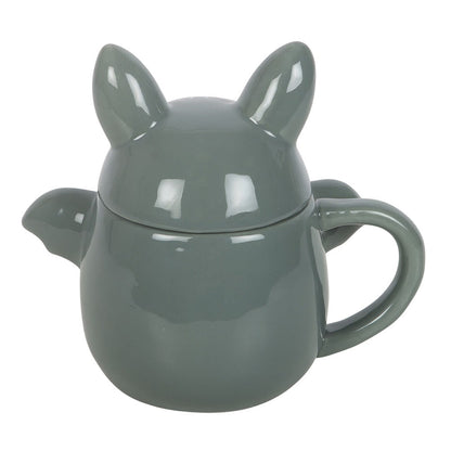 Cute Grey Bat Lidded Mug