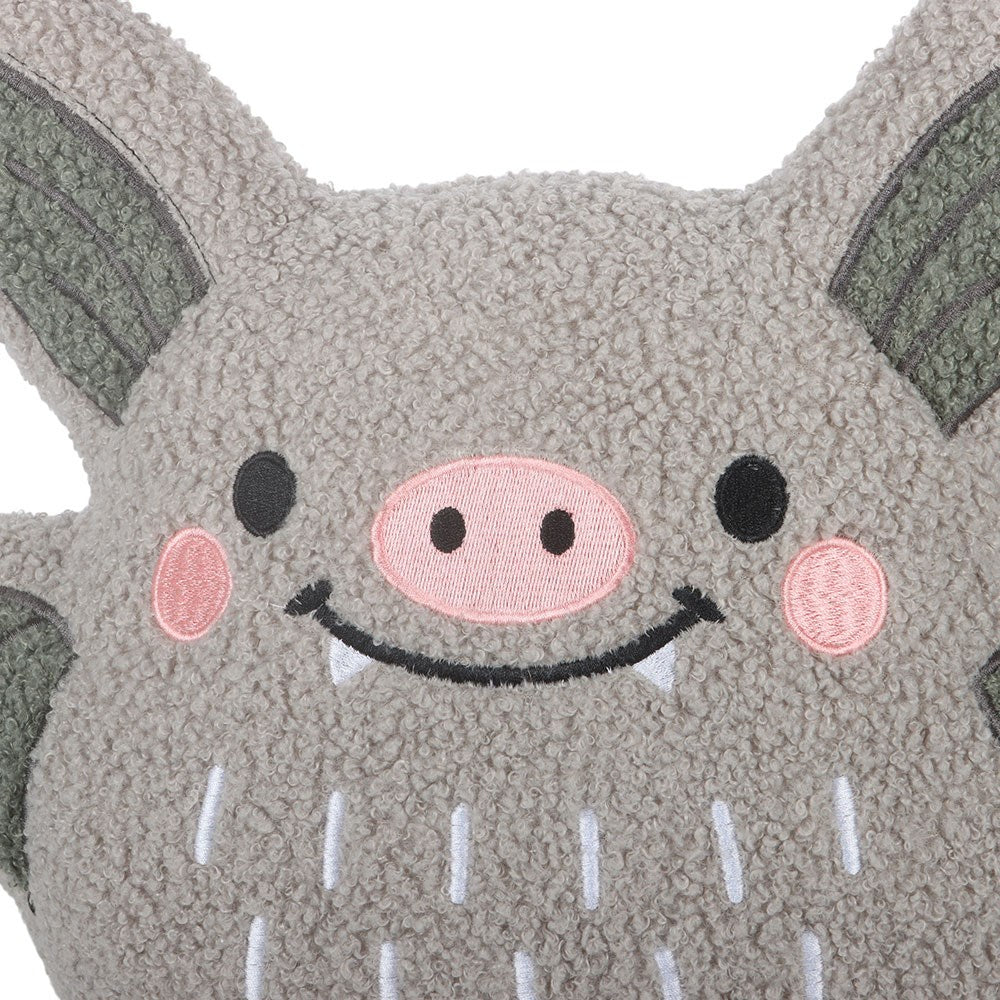 Cute Grey Bat Boucle Cushion