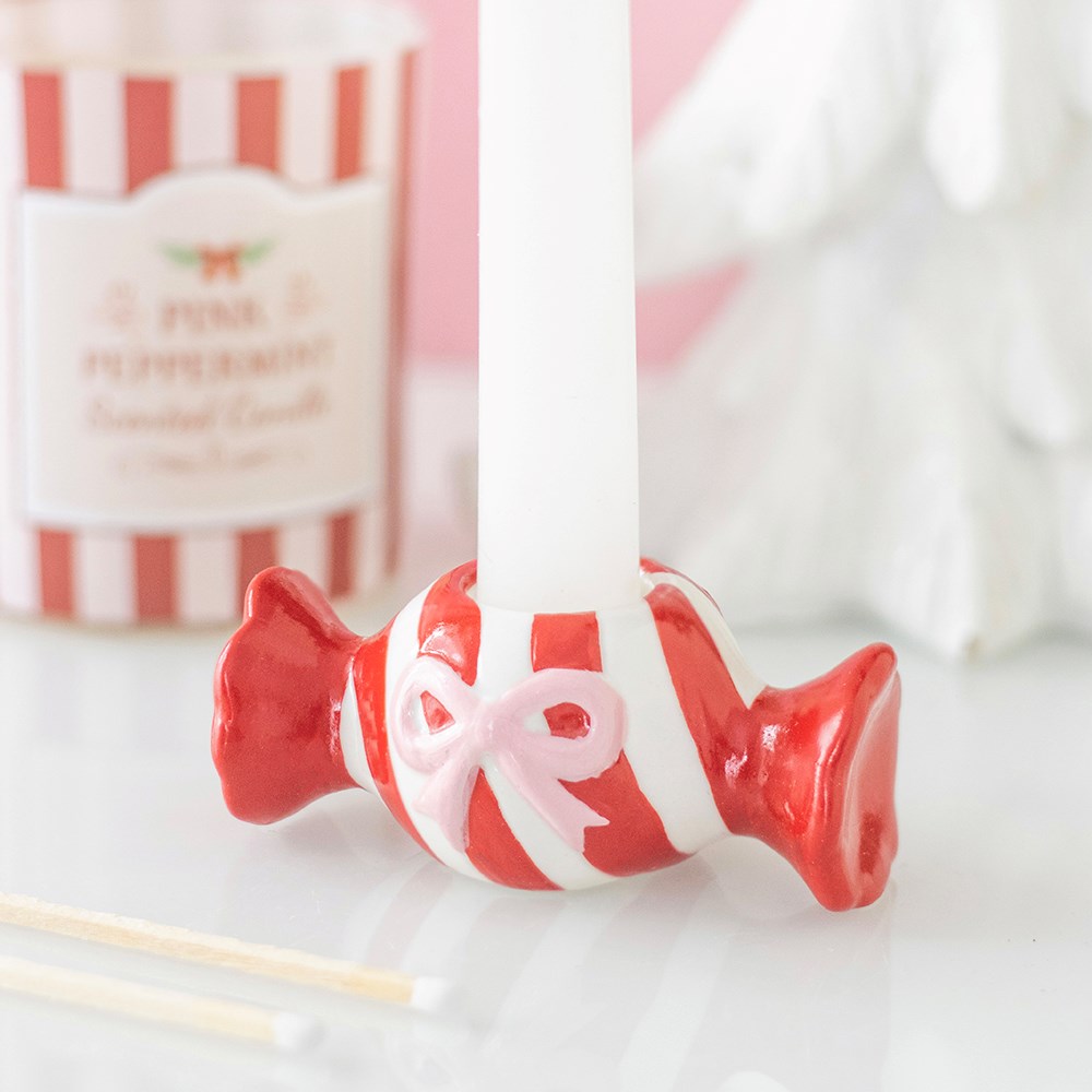 Christmas Candy Taper Candle Holder