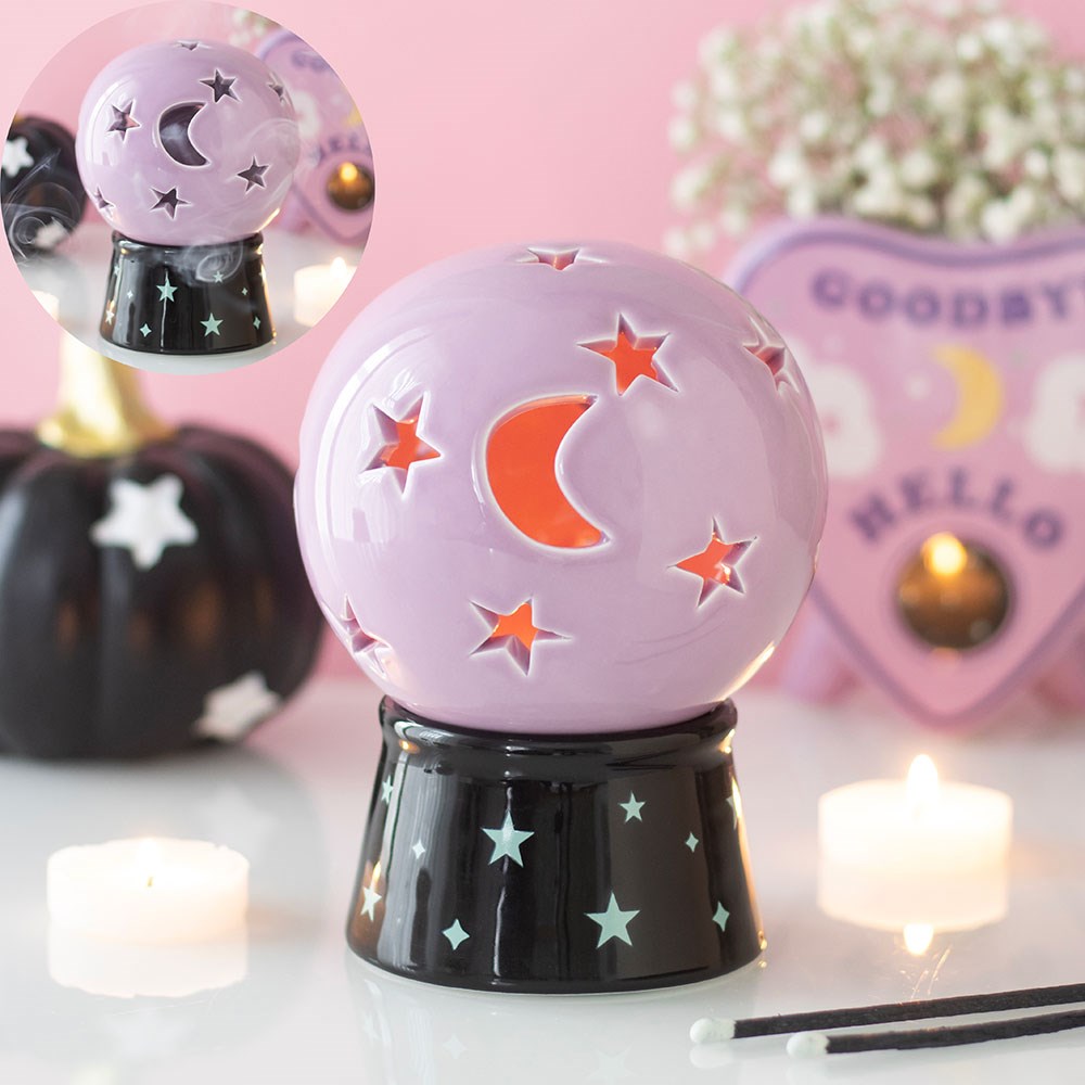 Crystal Ball Tealight Candle &amp; Incense Cone Holder