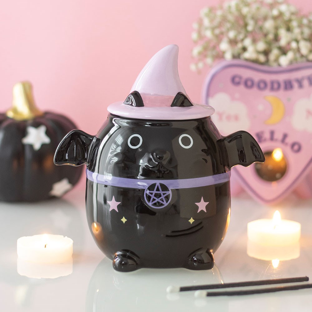 Pastel &amp; Black Bat Cat Oil Burner