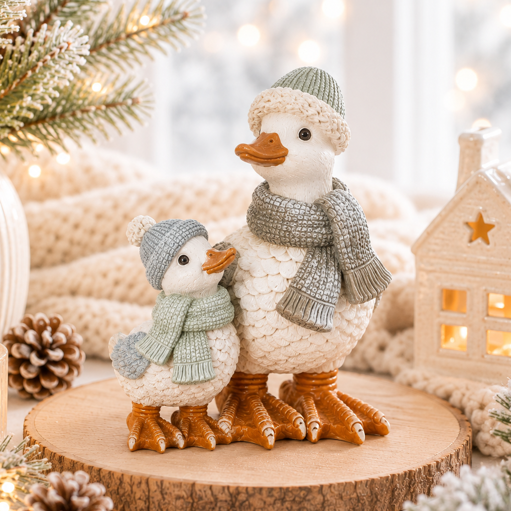 Mum &amp; Baby Winter Duck Ornament