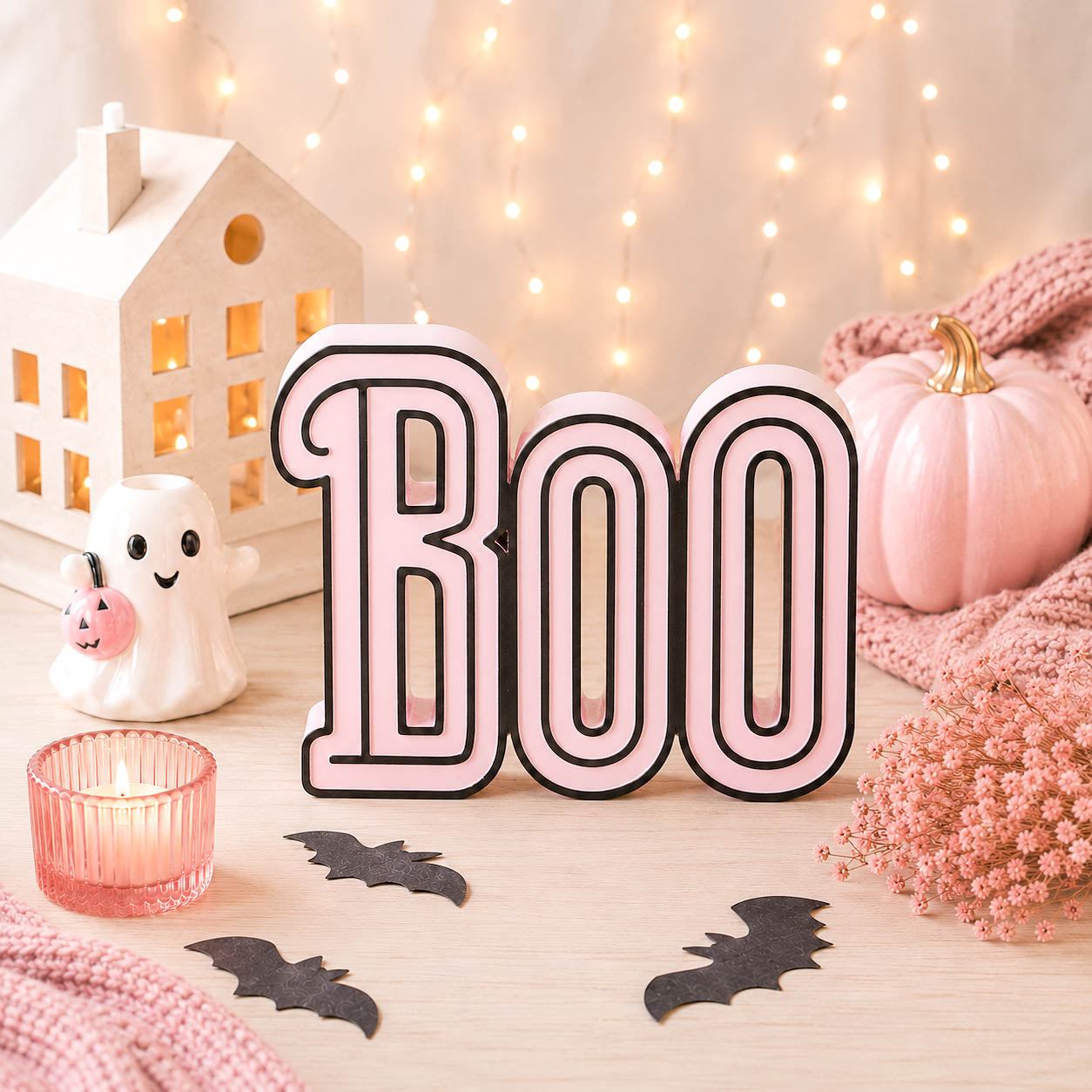 Rustic Pink Boo Sign