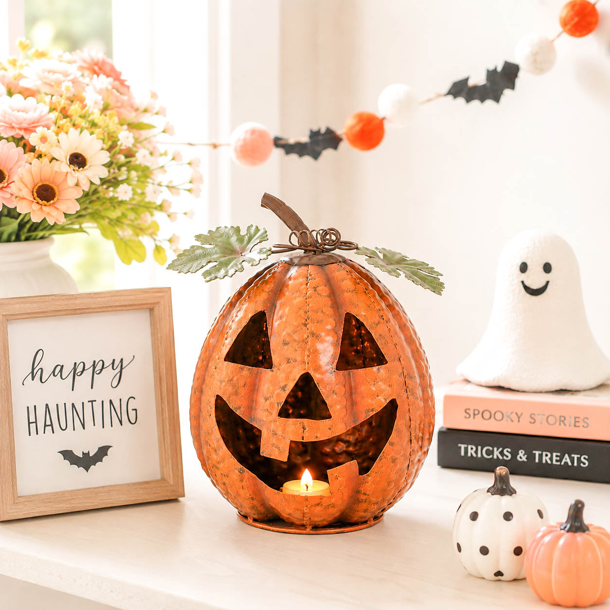 Metal Light Up Pumpkin