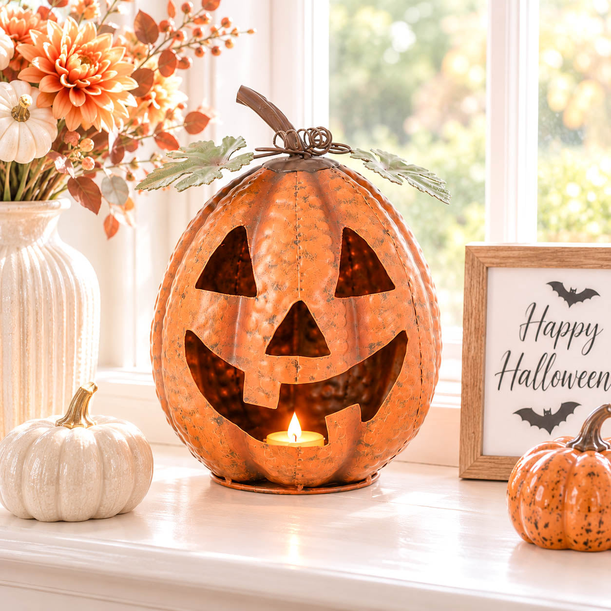 Metal Light Up Pumpkin