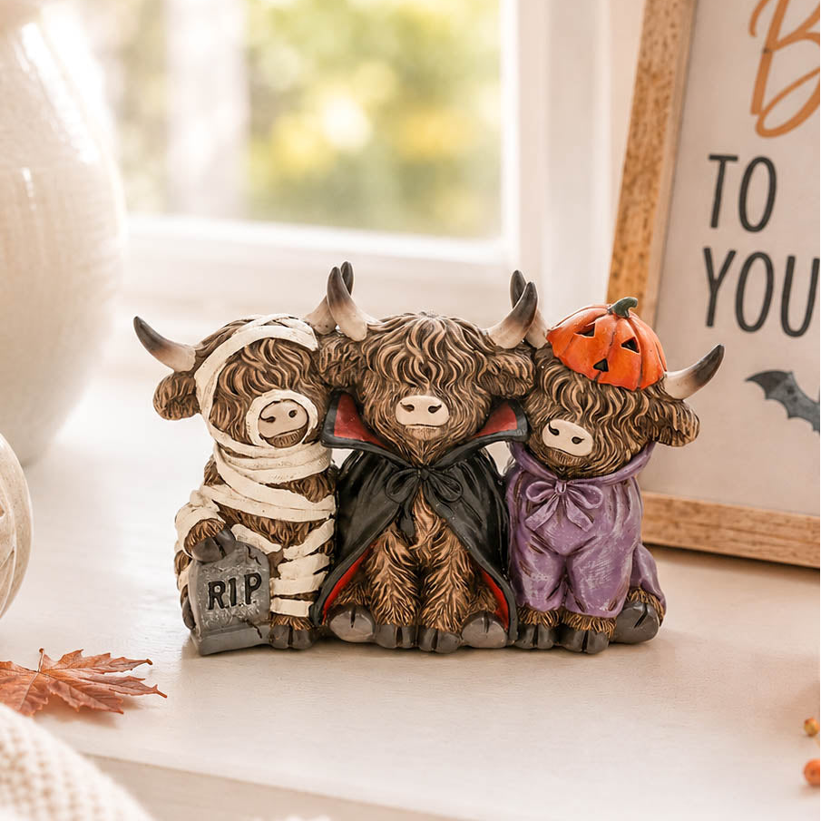 Spooky Halloween Highland Cow Trio