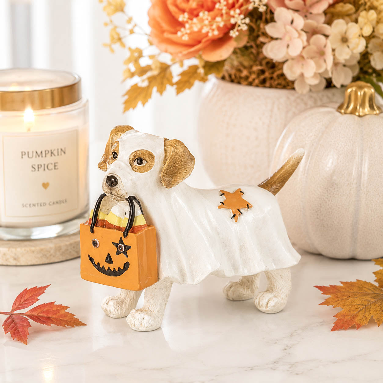 Small Halloween Ghost Dog with Treats
