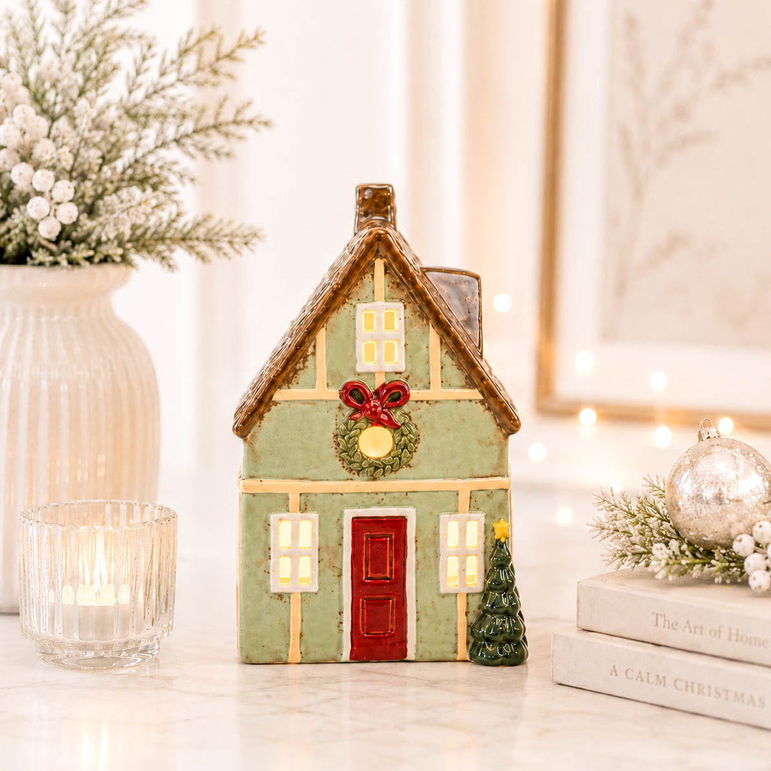 Green Christmas Wreath Tealight House