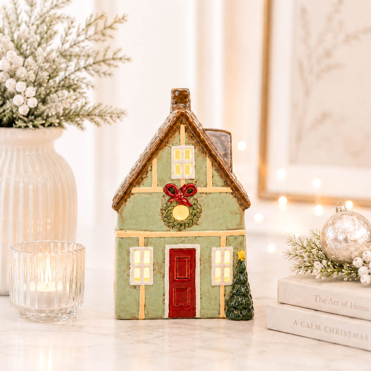 Green Christmas Wreath Tealight House