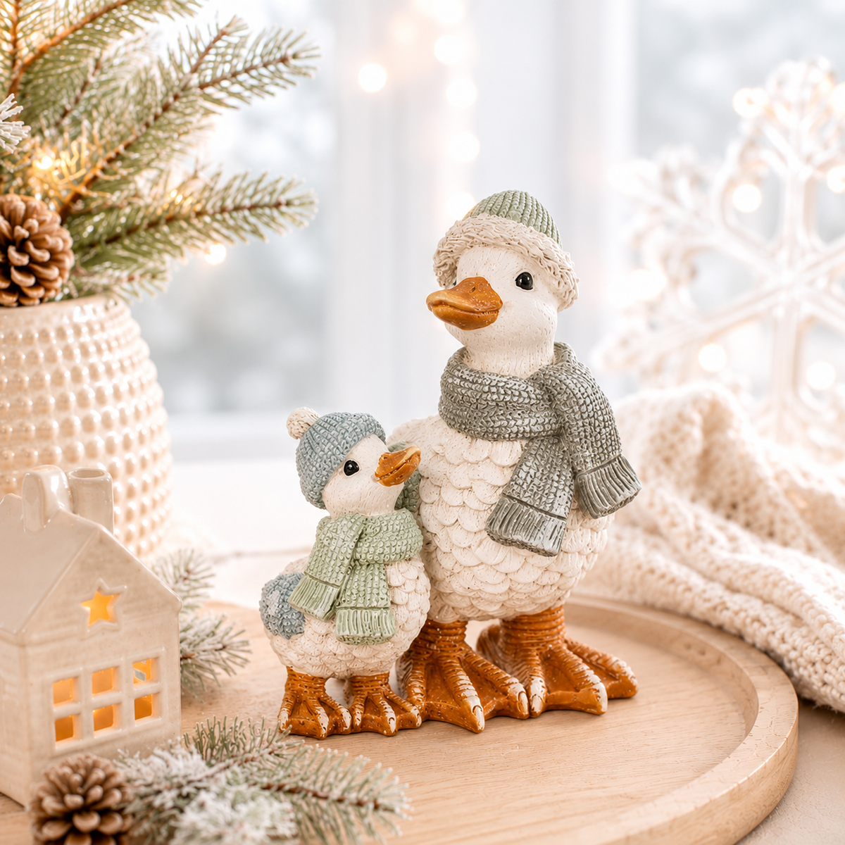 Mum &amp; Baby Winter Duck Ornament