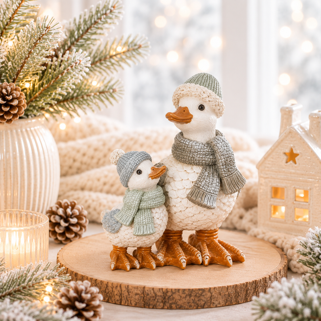Mum &amp; Baby Winter Duck Ornament