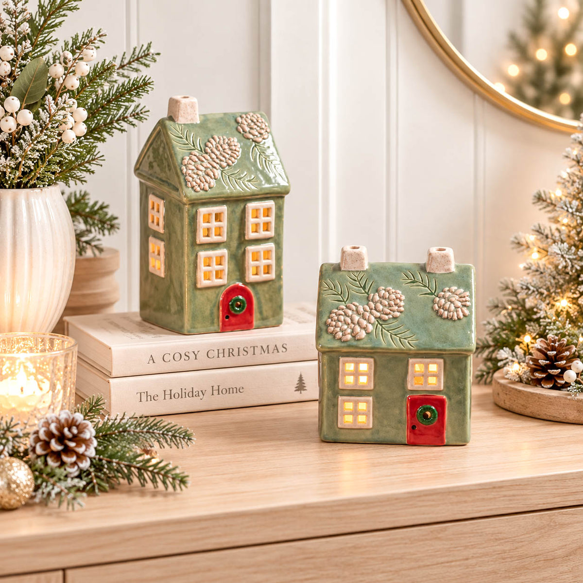 Evergreen Stoneware Christmas Candle House
