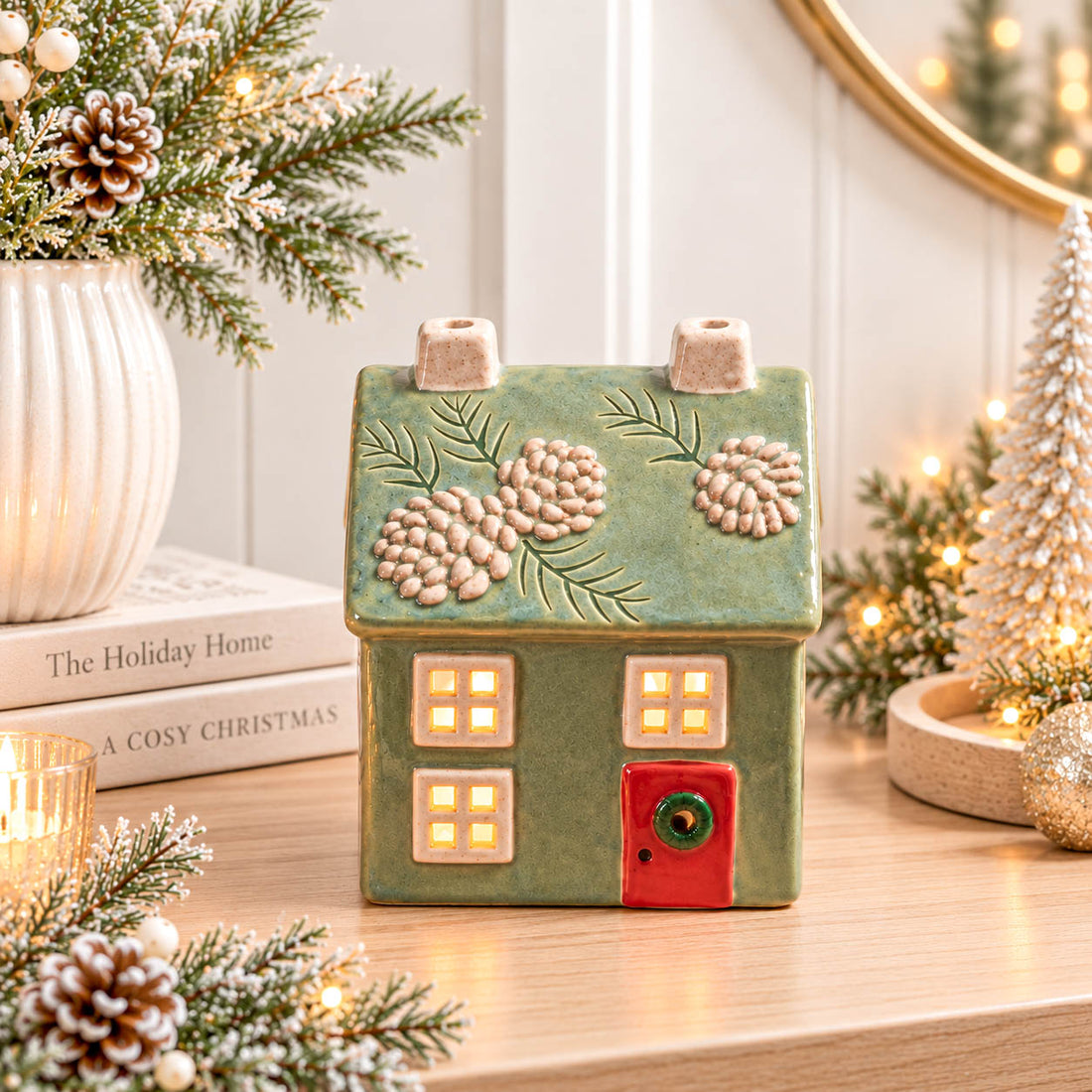Evergreen Stoneware Christmas Candle House