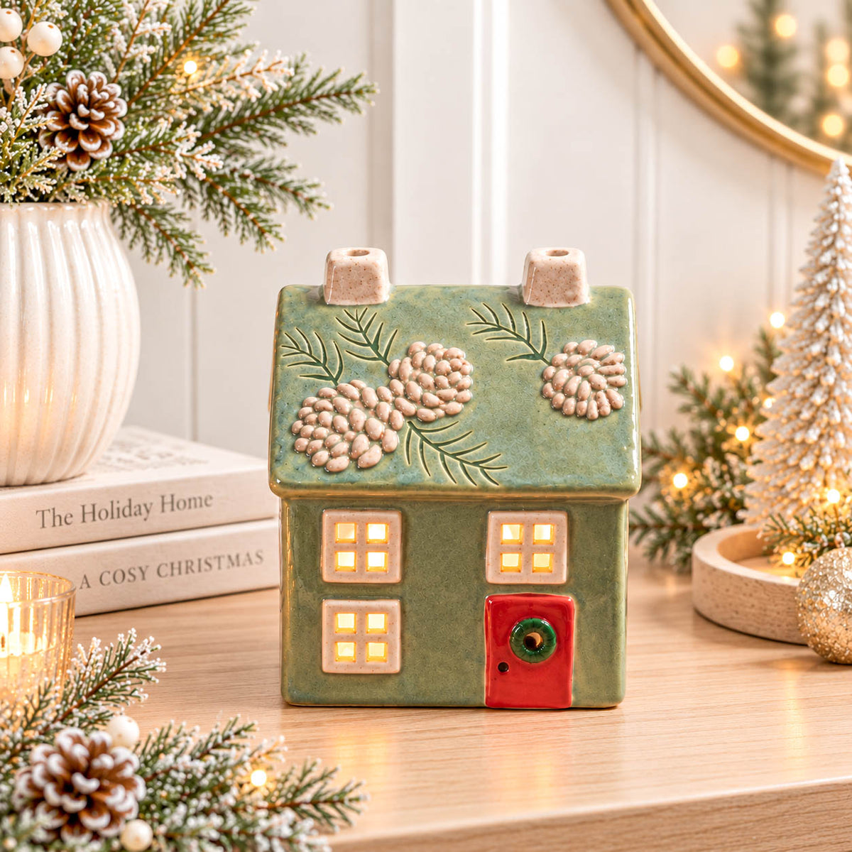 Evergreen Stoneware Christmas Candle House