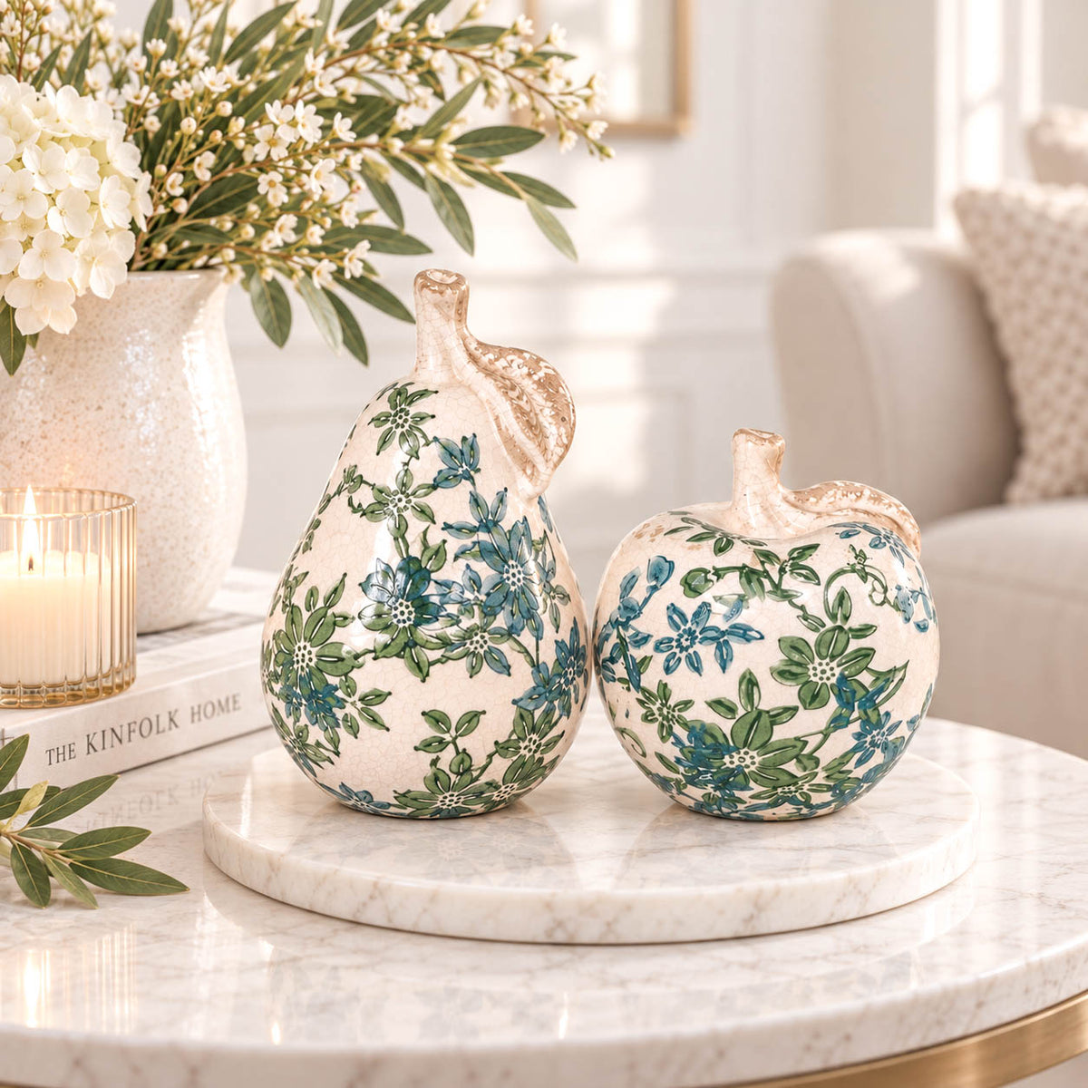 Green &amp; Blue Vintage Stoneware Pear