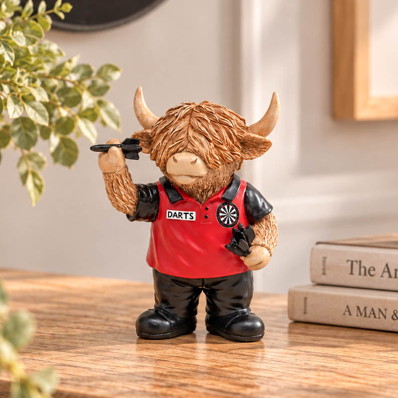 Bullseye Darts Player Happy Highland Cow