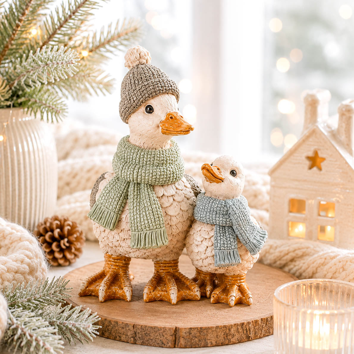 Mum &amp; Baby Winter Duck Ornament