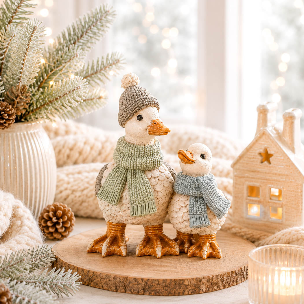 Mum &amp; Baby Winter Duck Ornament