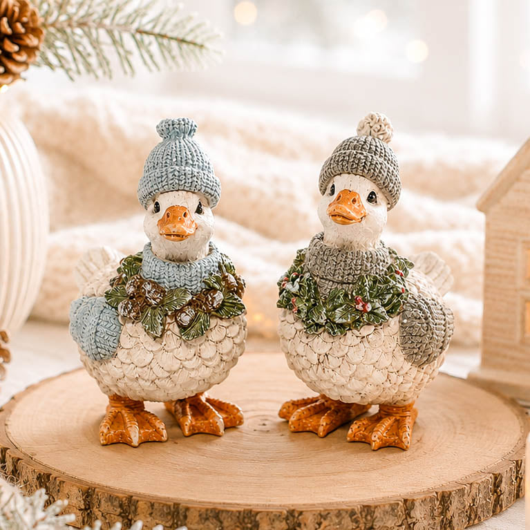 Winter Duck with Hat &amp; Scarf Set of 2