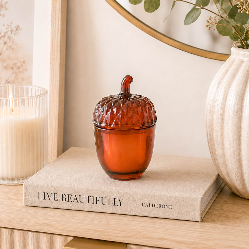 Glass Acorn Scented Candle