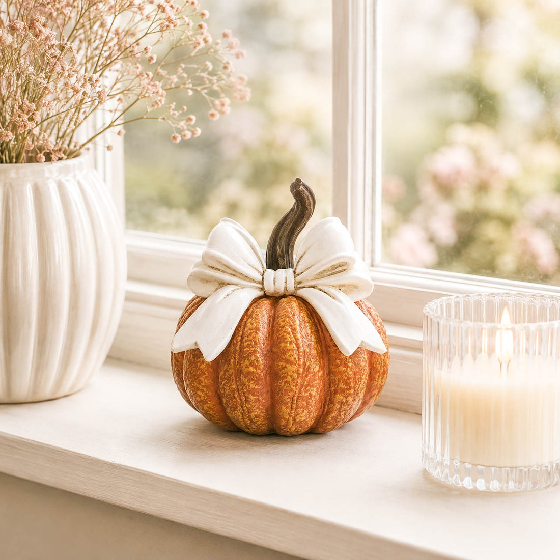 Orange Pumpkin with Cream Bow