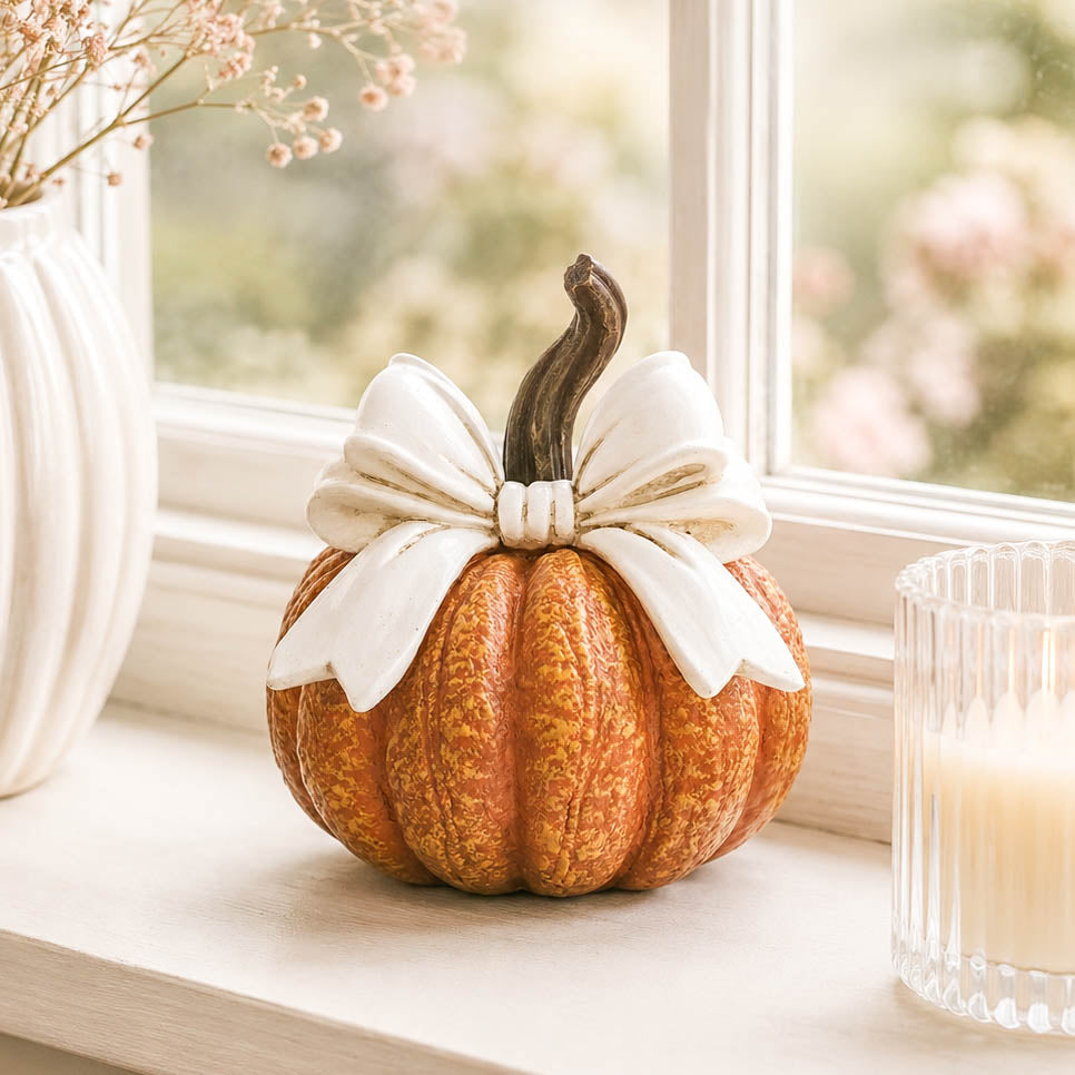 Orange Pumpkin with Cream Bow