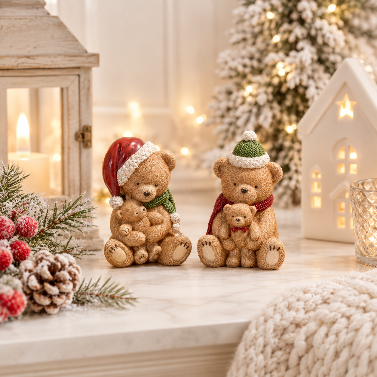 Bear with Baby Ornament Set of 2