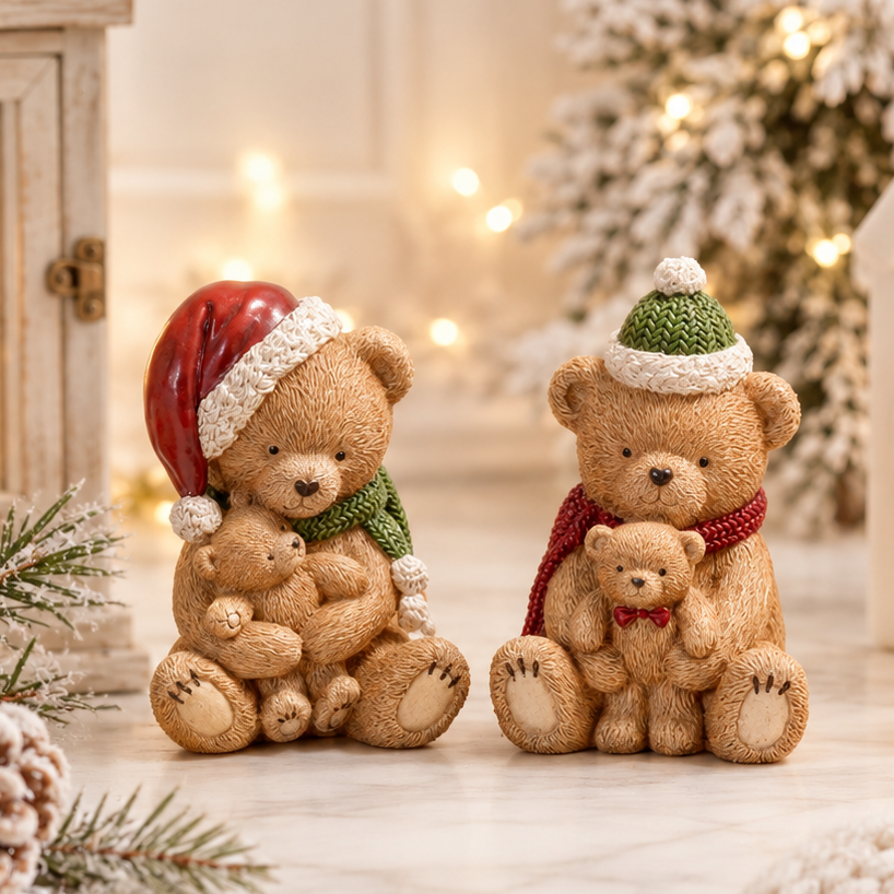 Bear with Baby Ornament Set of 2