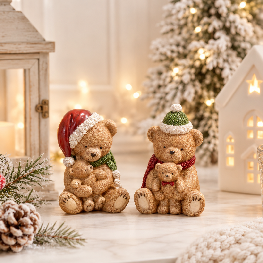 Bear with Baby Ornament Set of 2