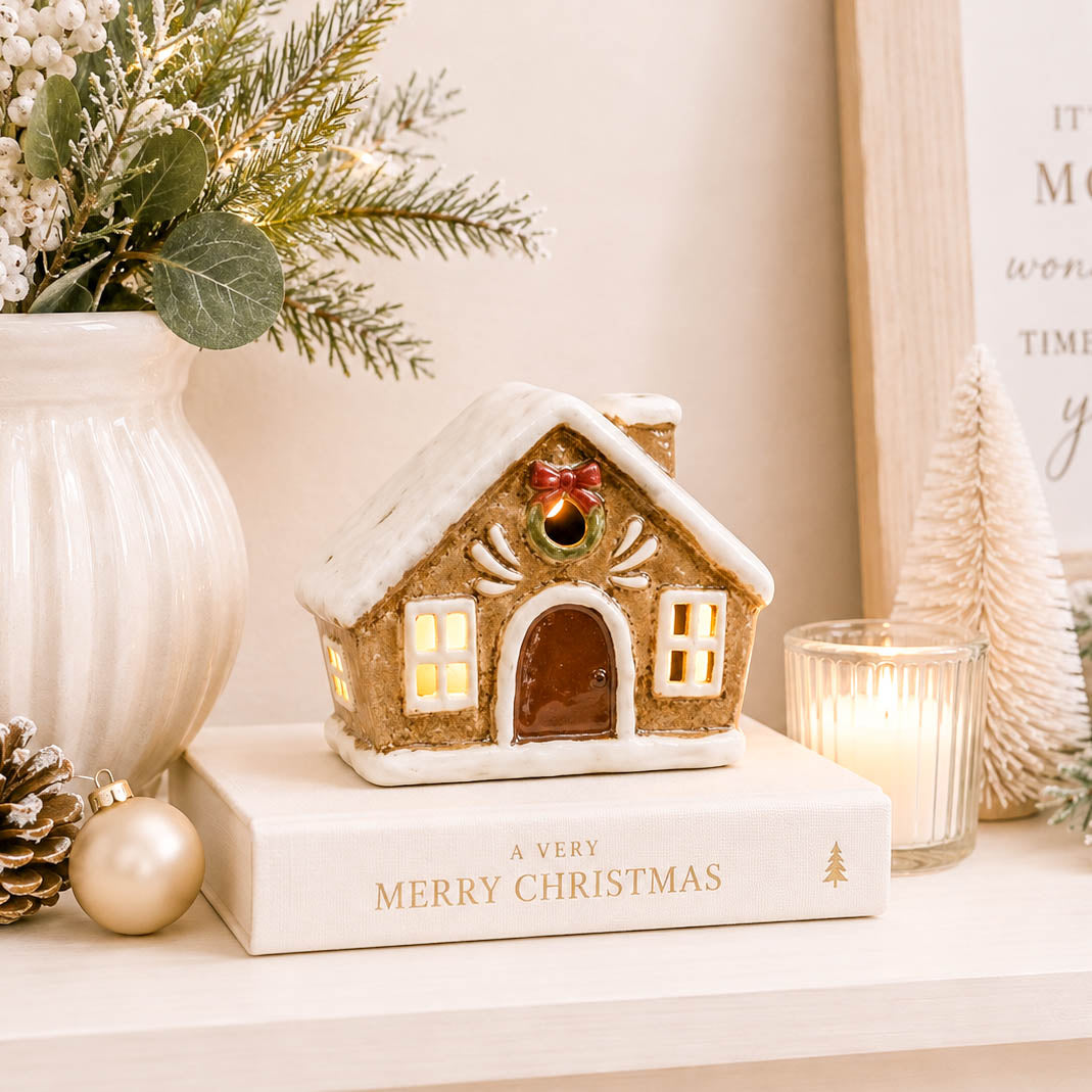 Snowy Gingerbread Tealight House