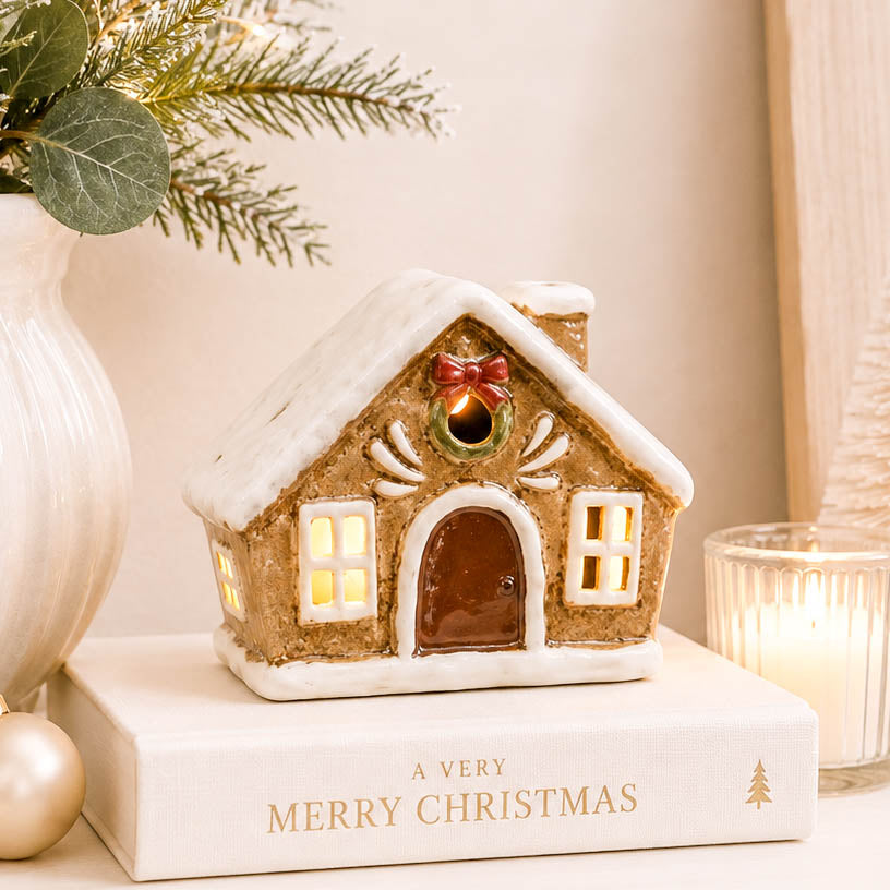 Snowy Gingerbread Tealight House