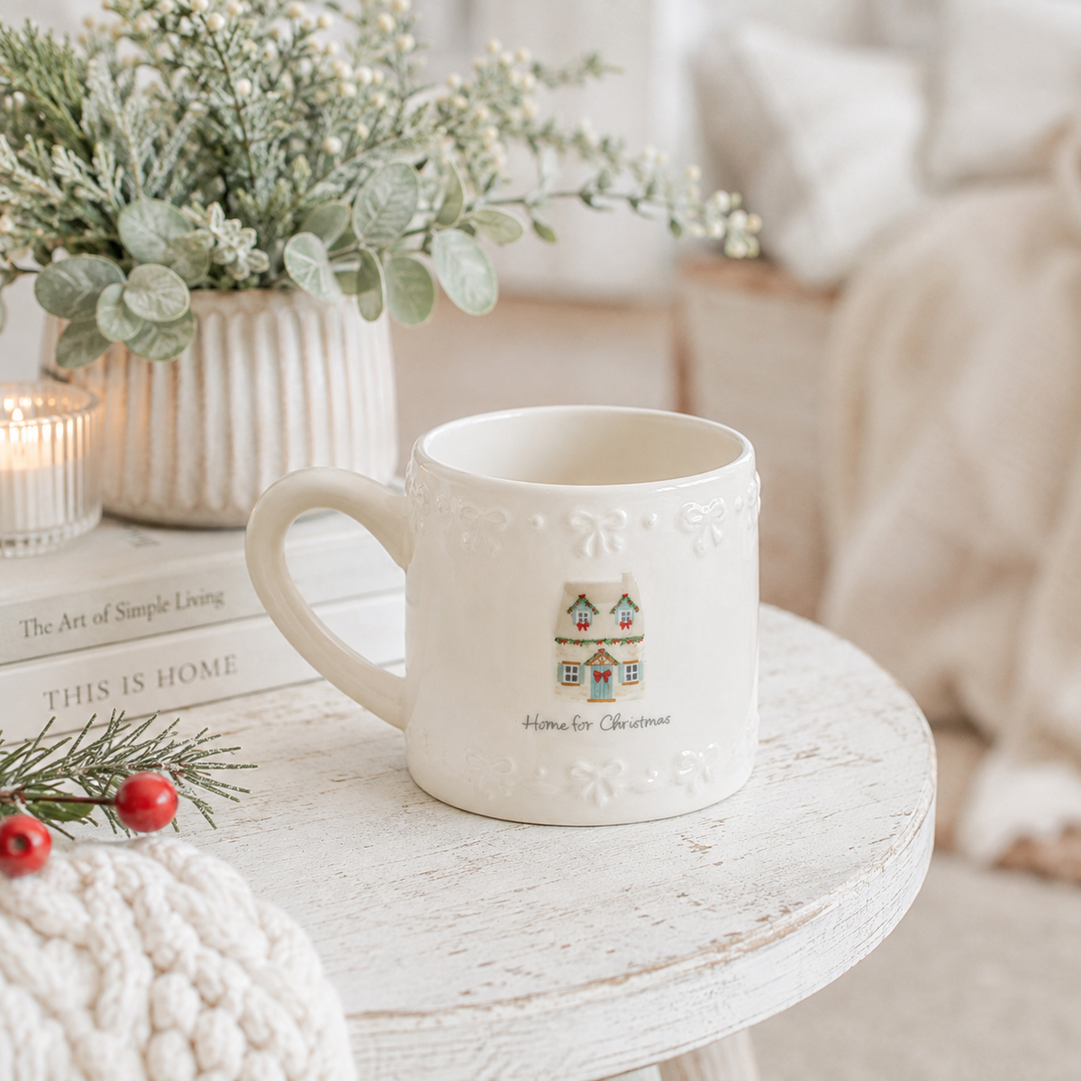 Home For Christmas Embossed Mug