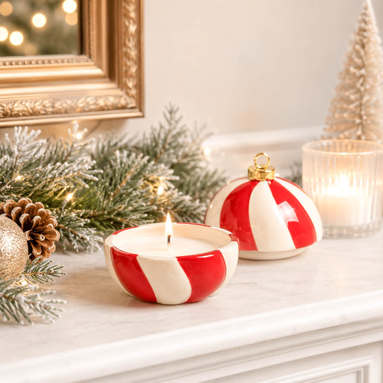 Candy Cane Stripe Cinnamon Bauble Candle