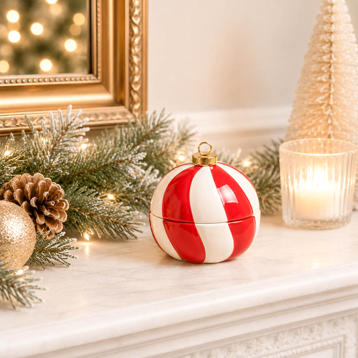 Candy Cane Stripe Cinnamon Bauble Candle