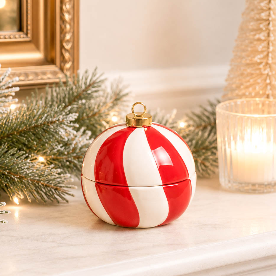 Candy Cane Stripe Cinnamon Bauble Candle