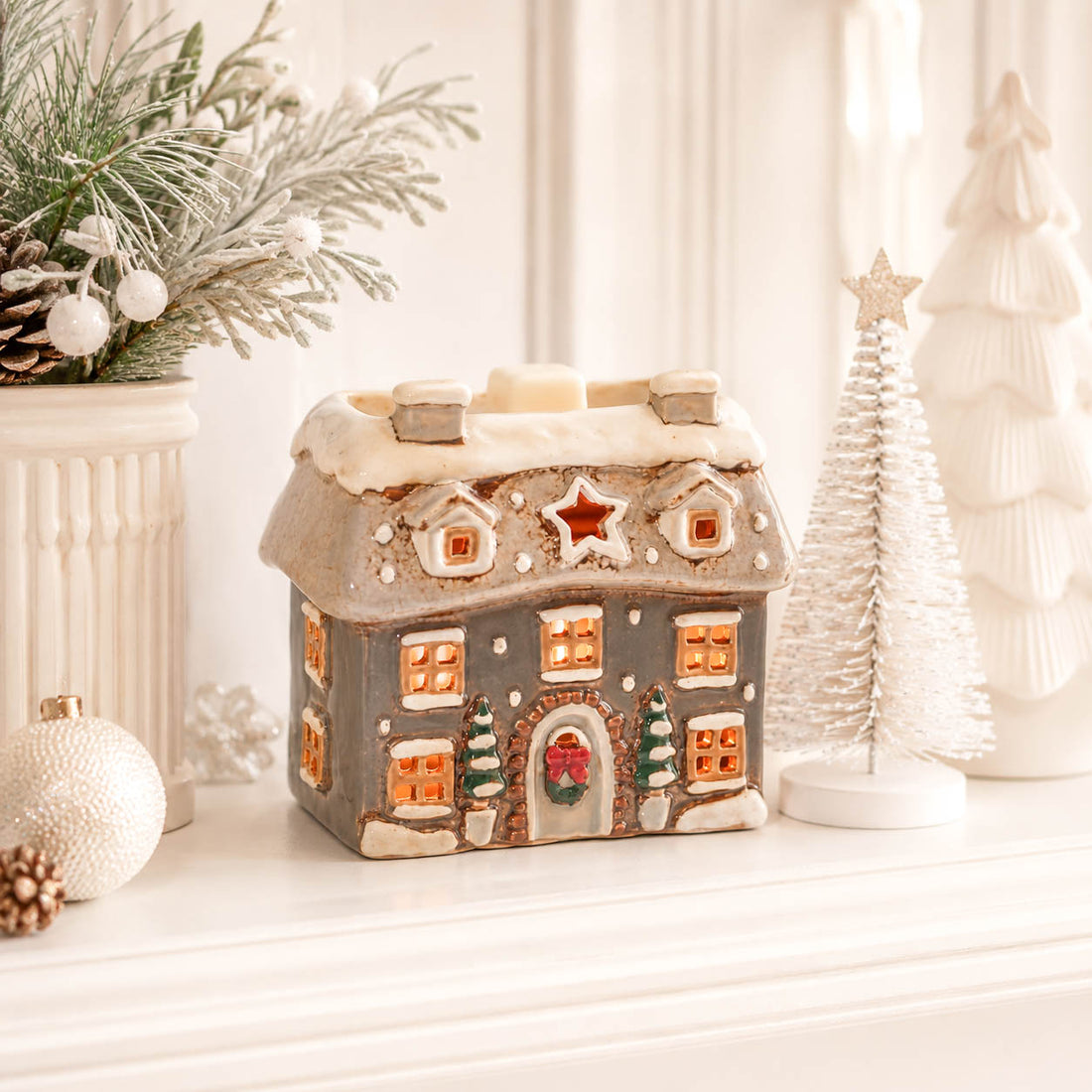 Grey Christmas Cottage Wax Warmer