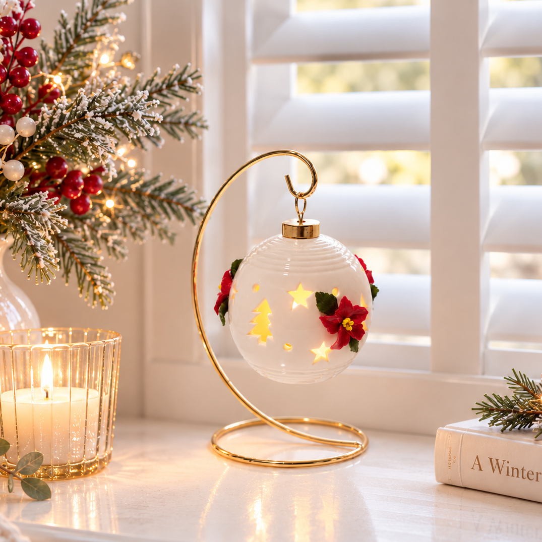 Festive Hanging Bauble on Metal Stand