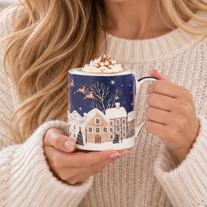 Tinsel Town Blue Christmas Mug